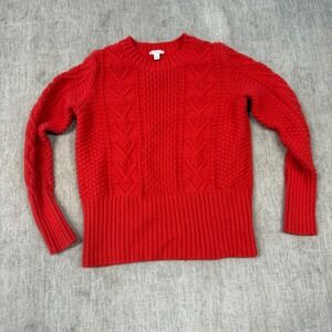 Gap Designed & Crafted Red Cable Knit Wool Blend Sweater Womens Large 982238